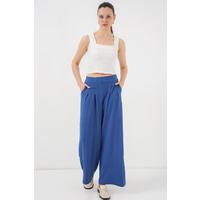 Geniş Paça Pileli Pantolon 6718 - İndigo