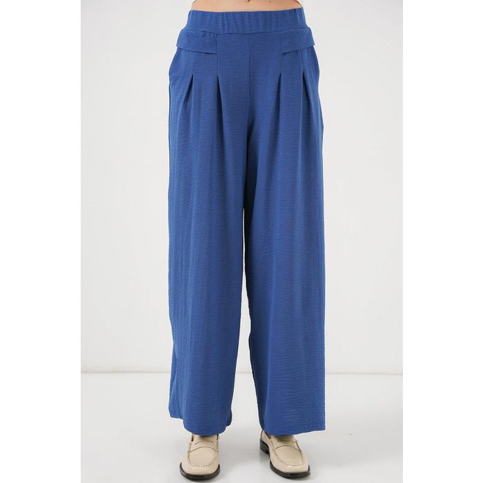 Geniş Paça Pileli Pantolon 6718 - İndigo