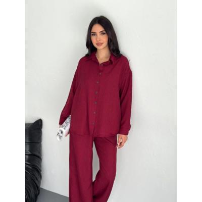 Gömlek Pantolon Ikili Takım - Bordo