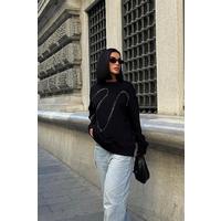Gümüş Taşlı Sweatshirt 8052