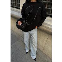 Gümüş Taşlı Sweatshirt 8052
