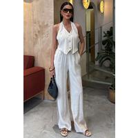 Halter Yaka Yelekli Modal Takım 10144