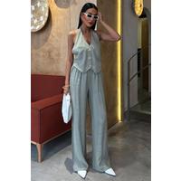 Halter Yaka Yelekli Modal Takım 10144