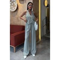 Halter Yaka Yelekli Modal Takım 10144