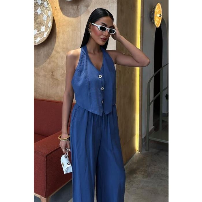 Halter Yaka Yelekli Modal Takım 10144