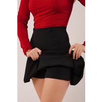 İçi Şortlu Siyah Mini Etek