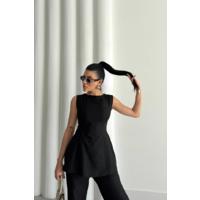 JAKAR KETEN KOLSUZ BLUZ-PANTOLON TK - Siyah