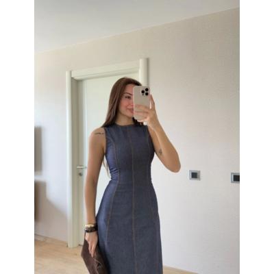 Jeans Kot Uzun Elbise - Lacivert