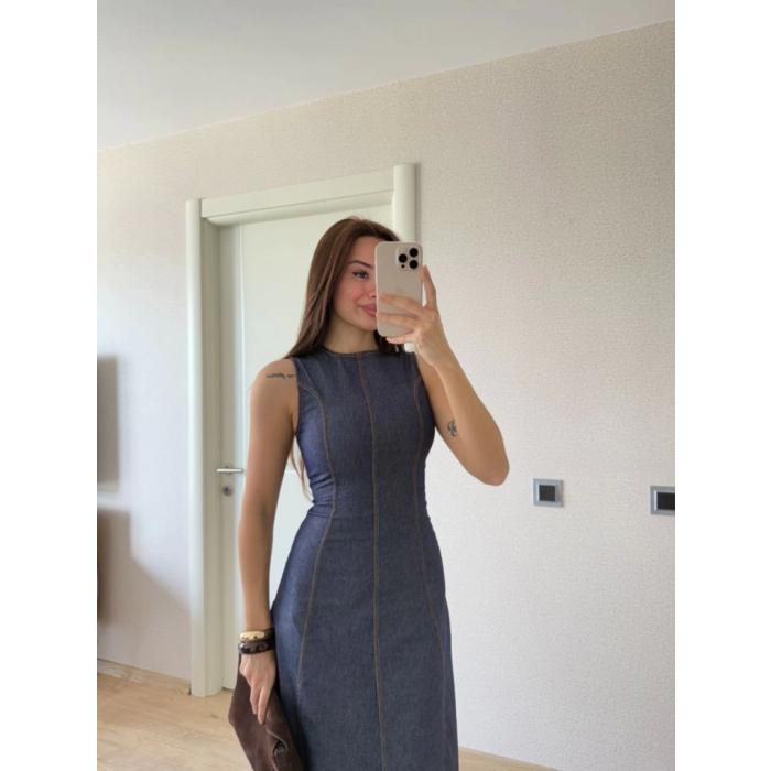 Jeans Kot Uzun Elbise - Lacivert