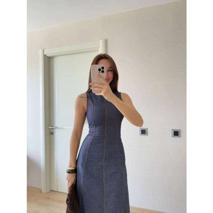 Jeans Kot Uzun Elbise - Lacivert