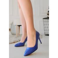 Jilya Mavi Cilt Stiletto Ayakkabı