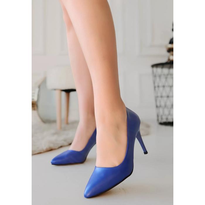 Jilya Mavi Cilt Stiletto Ayakkabı