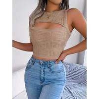 Kadın Askılı Bisiklet Yaka Güpüs Dekolteli Triko Crop Bluz