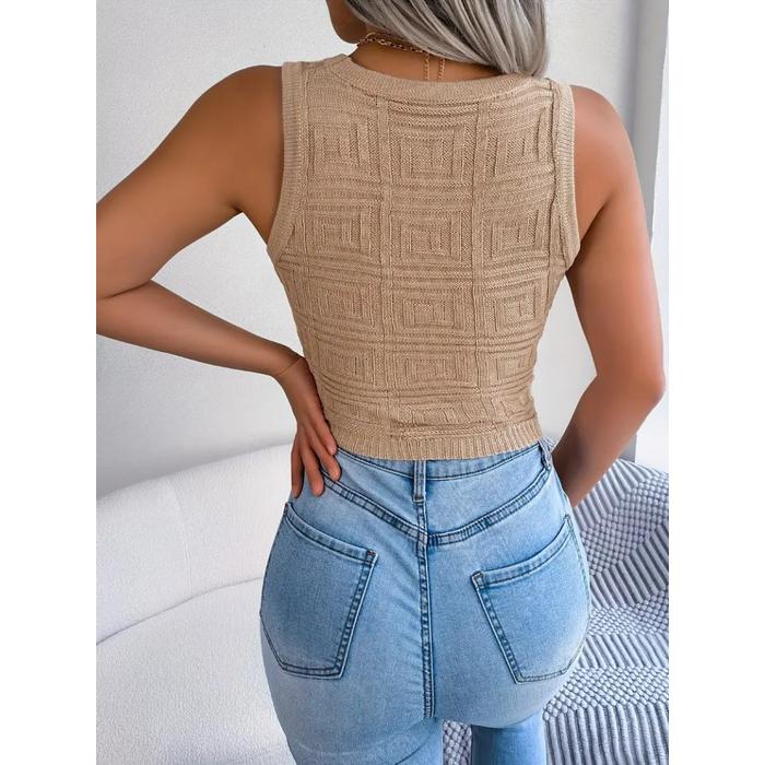 Kadın Askılı Bisiklet Yaka Güpüs Dekolteli Triko Crop Bluz