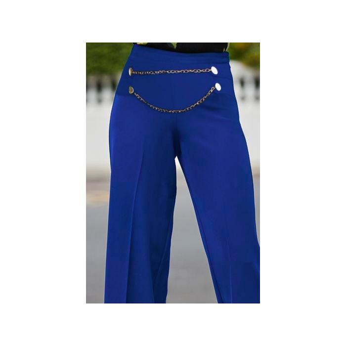 Kadın Beli Zincir Detay Ithal Krep Pantolon