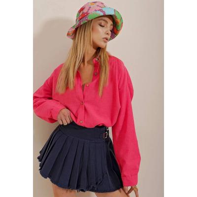 Kadın Keten Kumaş Oversize Gömlek