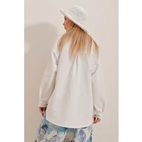 Kadın Keten Kumaş Oversize Gömlek