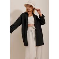 Kadın Keten Kumaş Oversize Gömlek