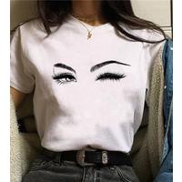 Kadın Kısa Kollu Bisiklet Yaka Göz Baskılı Süprem T-shirt