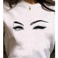 Kadın Kısa Kollu Bisiklet Yaka Göz Baskılı Süprem T-shirt
