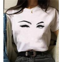 Kadın Kısa Kollu Bisiklet Yaka Göz Baskılı Süprem T-shirt