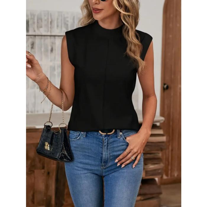 Kadın Kısa Reglan Kollu Yarı Balıkçı Yaka Ithal Krep Bluz