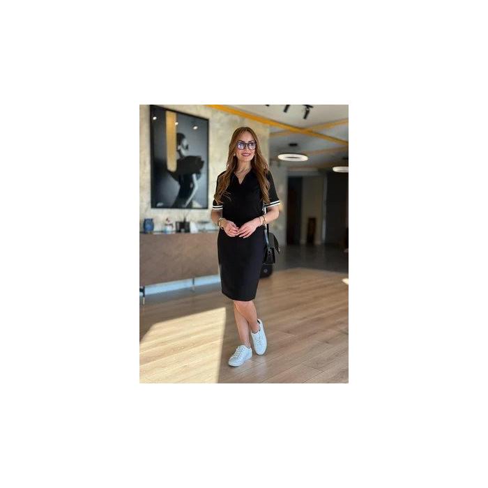 Kadın Polo Yaka Kol Ribanalı Çift Sweat Elbise
