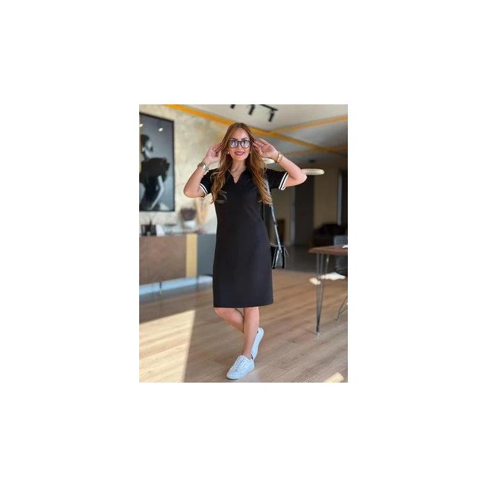 Kadın Polo Yaka Kol Ribanalı Çift Sweat Elbise