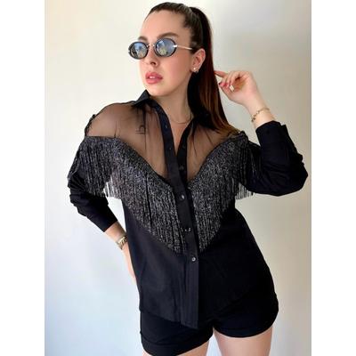 Kadın Püskül Detay Poplin Gömlek Bluz Fırsat Ürün