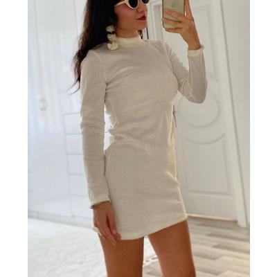 Kadın Uzun Kollu Peluş Mini Boy Elbise