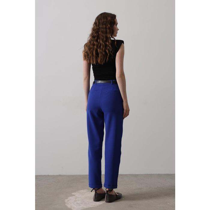 Kemerli Havuç Pantolon - Saks