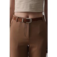 Kemerli Havuç Pantolon - Taba