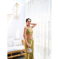 Keten Gi̇peli̇ Crop Ve Pantolon İki̇li̇ Takim