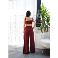 Keten Gi̇peli̇ Crop Ve Pantolon İki̇li̇ Takim