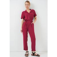 Kısa Kol Ayrobin Tulum 7030 - Bordo