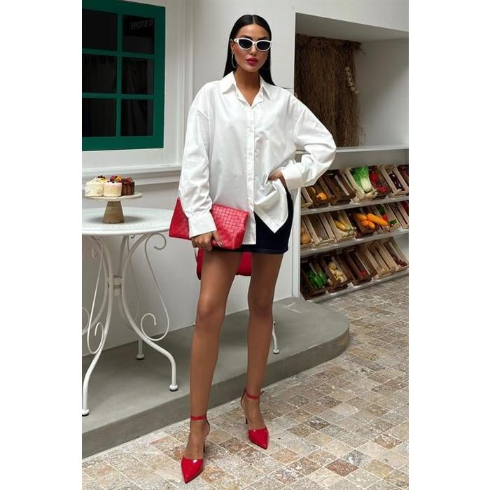Klasik Oversize Poplin Gömlek 3421