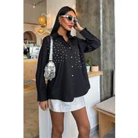 Kristal Taş Çakımlı Poplin Gömlek 3413