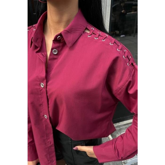 Kuşgözü Ve Biye Detaylı Poplin Gömlek 3419