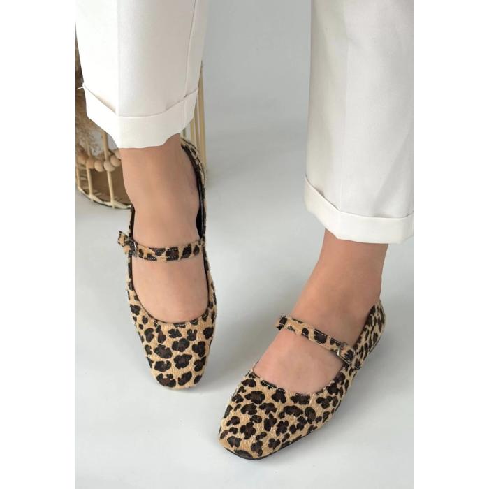 Linni Leopar Süet Babet Ayakkabı
