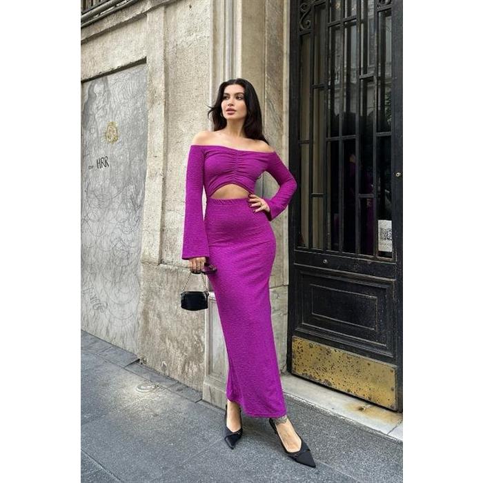 Lita Cut Out Büzgülü Elbise 2715-8
