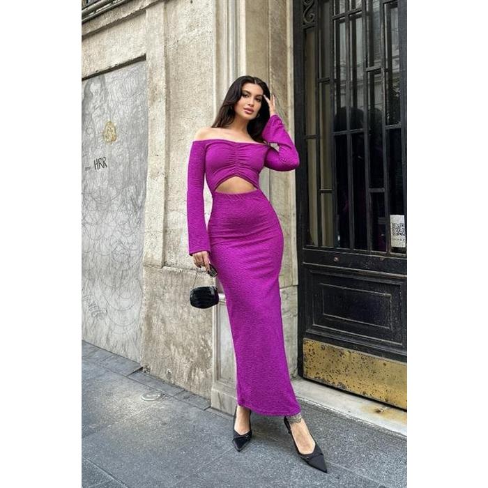 Lita Cut Out Büzgülü Elbise 2715-8