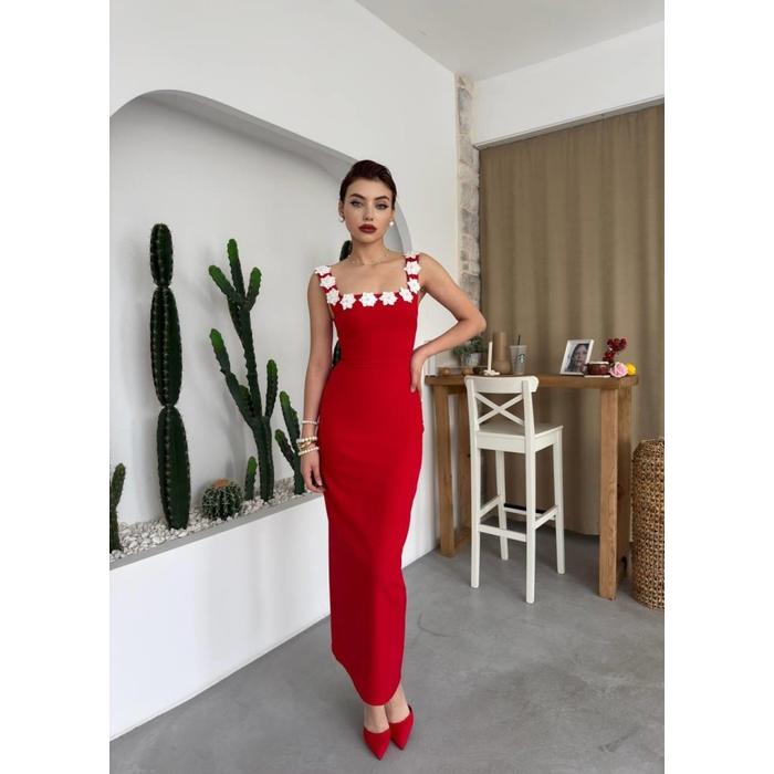 Mıng Çiçek Detaylı Elbise