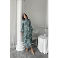 Mint Uzun Volanlı Elbise