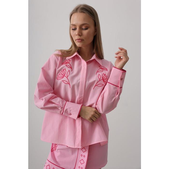 Nakış Detaylı Etekli Takım - Pembe