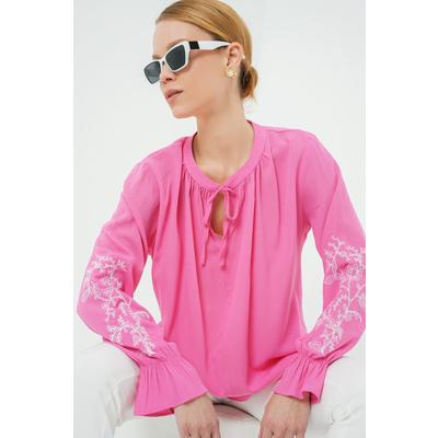 Nakışlı Örme Bluz 941 - Pembe