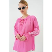 Nakışlı Örme Bluz 941 - Pembe
