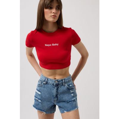 Nepo Baskılı Crop T-Shirt