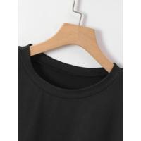 New York Baskılı Oversize Bisiklet Yaka T-shirt - Siyah