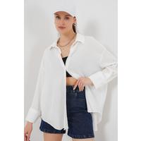 Örme Oversize Gömlek 20264 - Beyaz