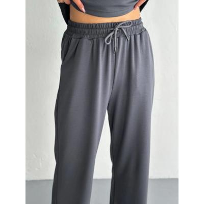 Osy Modal Yumuşak Dokulu Kumaş Kısa Kollu Yakalı T-shirt Pantalon Ikili Takım- Antrasit